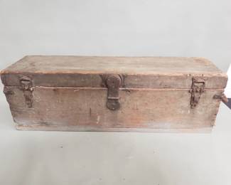 Lot 252  Vintage wood and iron storage chest