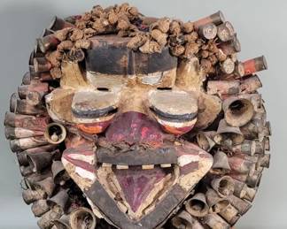 Lot 328  Vintage African carved wood and Plaster War mask