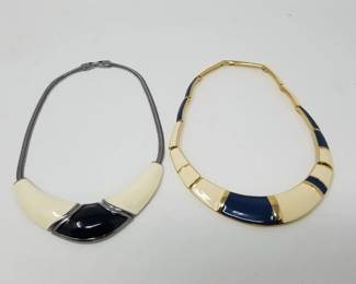 Lot 411  Vintage Trifari enamel statement choker necklaces