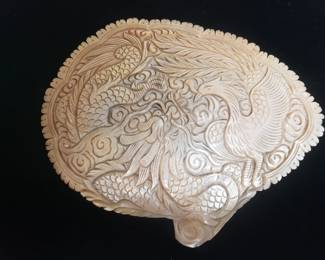 Lot 249  Vintage hand carved mother of pearl shell