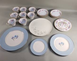 Lot 437  Group of porcelain plates, saucers, and tea cups