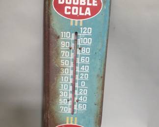 158  Lot 266  Vintage metal Double Cola wall thermometer