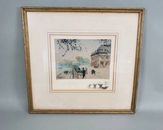 Lot 285  Henri Leriche signed vintage hand colored etching