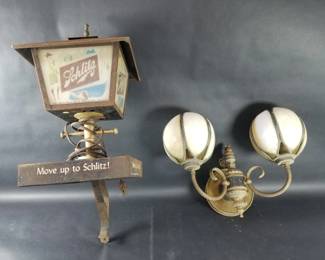 Lot 616  Pair of vintage electric wall lights