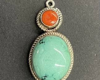 060  Lot 555h  Vintage sterling silver with turquoise and coral