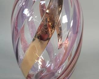 Lot 403  Bohemian style art glass vase featuring an