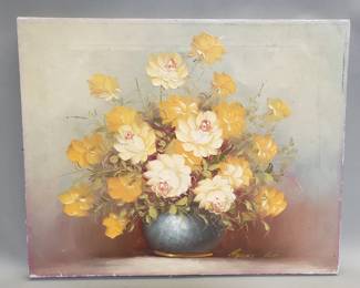 078  Lot 314  Signed vintage Robert Cox still life oil on canvas