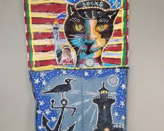 Lot 326  Konstantin Bokov mixed media on denin socks of