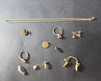 002  Lot 193  10k gold pins, rings, earrings, eyeglasses
