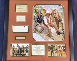 055  Lot 385h  Framed signed Bonanza collage Lorne Green