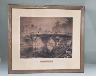 Lot 297  Antique etching Le Pont Neuf  Vu de lEcluse de