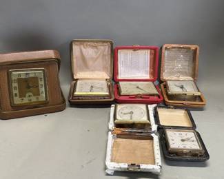 Lot 624  Six vintage folding travel alarm clocks