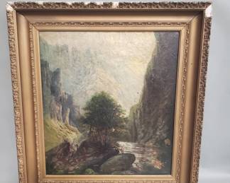 087  Lot 251  Signed antique J.G Capella oil on canvas
