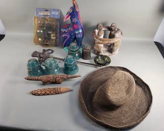 Lot 341  Group of misc collectables, glass insulators, etc