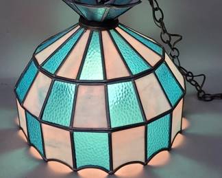 033  Lot 206  Vintage slag glass pendant lamp