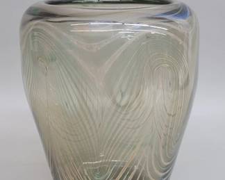 Lot 524  Signed hand blown studio art smoked glass vase