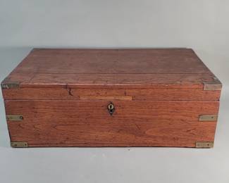Lot 461  Vintage mahogany storage box with iron handles