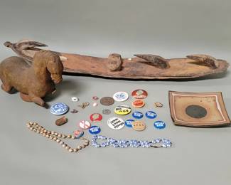 Lot 350  Group of vintage political buttons, ceramic