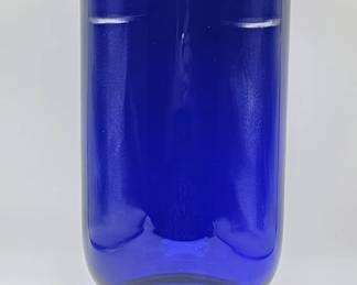 183  Lot 480h  Vintage Polish handmade cobalt blue art glass vase