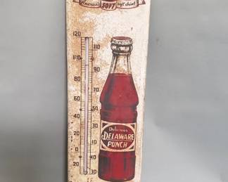 159  Lot 265  Metal Delicious Delaware Punch wall thermometer