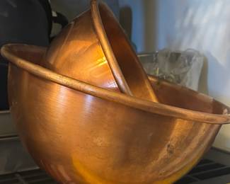 Vintage copper mixing bowls