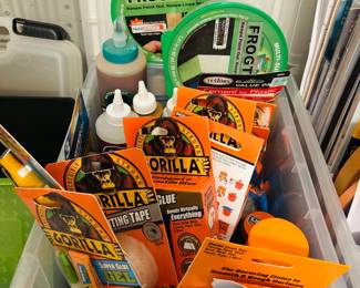 Adhesives: Gorilla Glue, Elmer's, FrogTape, E6000, Tacky Glue