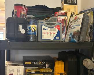 Tile cutter, bunjee cords, propane torch and power tools