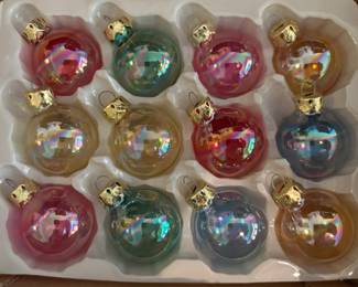 Vintage glass irisdescent miniature Christmas decoration balls