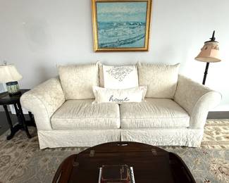 Queen Sleeper Sofa, Butler Table, End Tables, Lamps