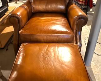 Leather Chair and Ottoman 