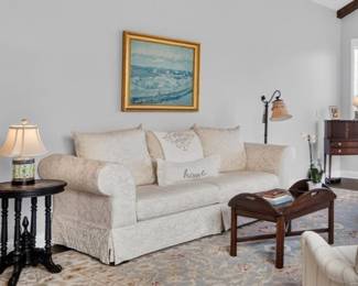 Queen Sleeper Sofa, Butler Table, End Tables, Lamps