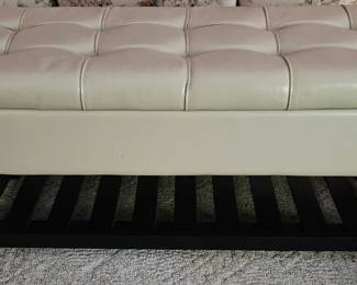 Tufted Faux Leather Storage Bench second image