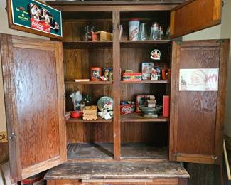 Antique Oak Hoosier Kitchen Cabinet second image