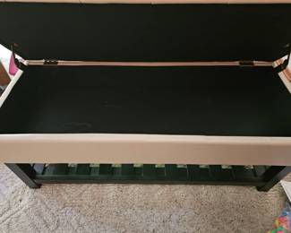 Tufted Faux Leather Storage Bench third image