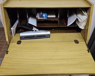 Yellow Painted Secretary Desk and Chair Set fourth image