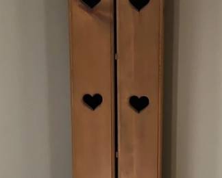 Vintage Pine Corner Cabinet with Heart Cutouts H x L x W