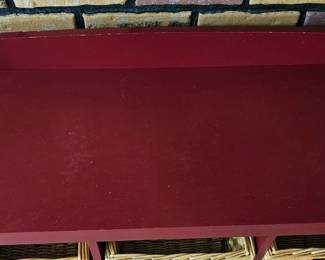 Red Storage Bench with Wicker Baskets H x L x W third image