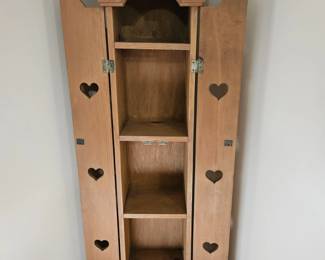 Vintage Pine Corner Cabinet with Heart Cutouts H x L x W third image
