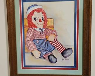 Raggedy Andy Watercolor Print Signed Ava Freeman