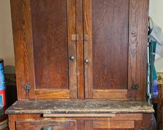 Antique Oak Hoosier Kitchen Cabinet