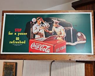 CocaCola Metal Sign Stop for a Pause