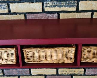 Red Entryway Organizer with Cubbies Baskets H x L x W second image