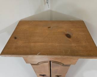 Vintage Pine Corner Cabinet with Heart Cutouts H x L x W second image