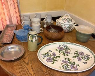 Midwinter Stoneware, Longaberger Pitcher, floral platter, and more