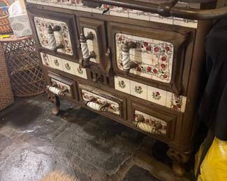 French cast iron stove with tiles 