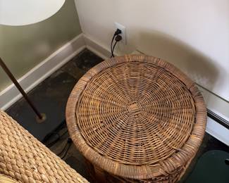 Rattan wicker storage end table 