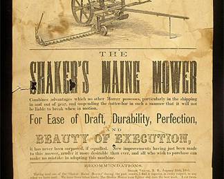 Rare 1865 Shaker plow broadside