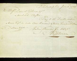 1794 document signed by Nicholas Gilman, Jr., signer of the U.S. Constitution