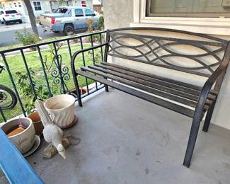 Outdoor metal garden bench.