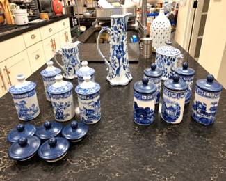 Spode Blue Italian and Blue Room Collection spice jars. 